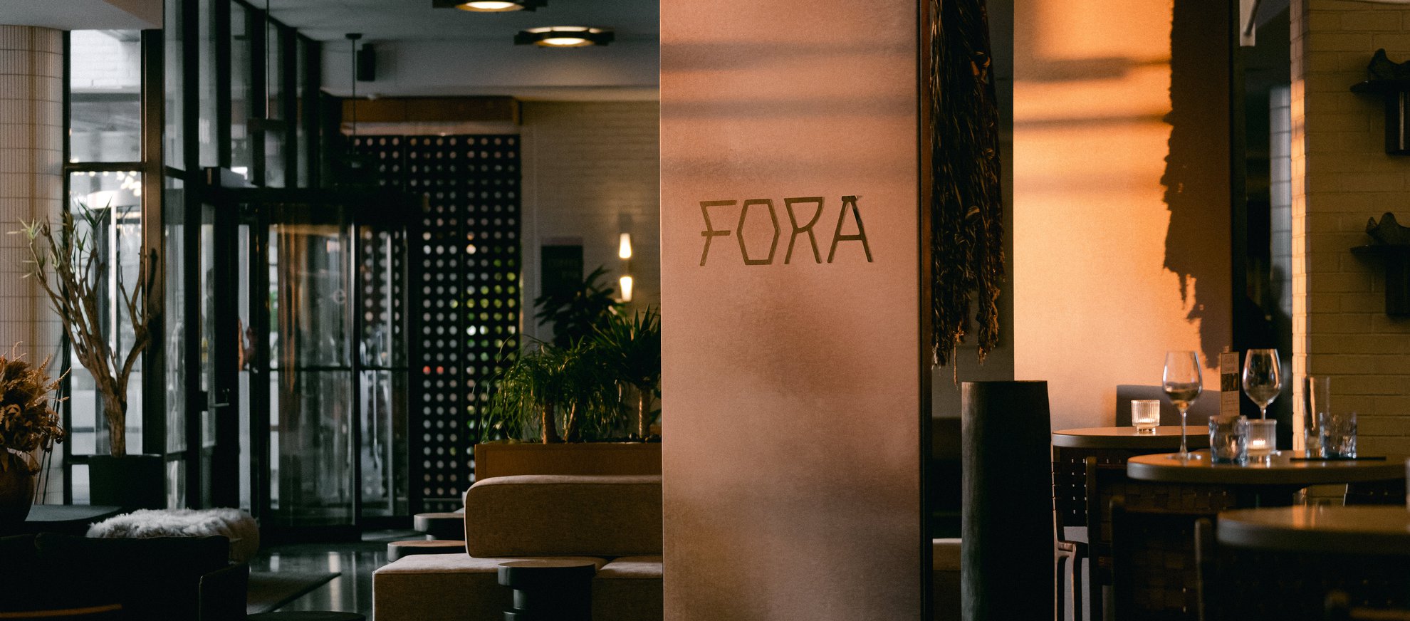 fora restaurant inviting atmosphere boats wooden furniture, table sets at the emily hotel fulton market west loop chciago
